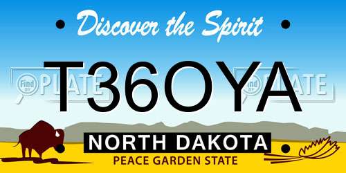 T36OYA North Dakota License Plate