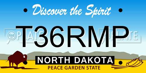 T36RMP North Dakota License Plate