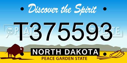 T375593 North Dakota License Plate