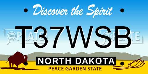T37WSB North Dakota License Plate