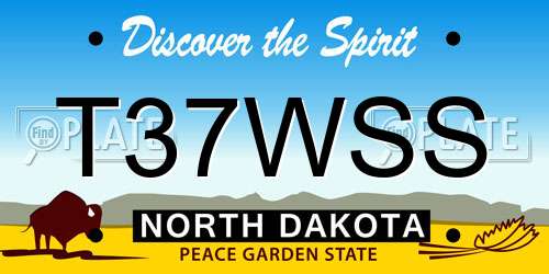 T37WSS North Dakota License Plate