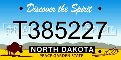 T385227 North Dakota License Plate
