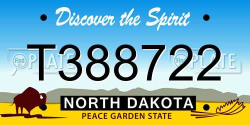T388722 North Dakota License Plate