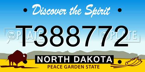 T388772 North Dakota License Plate