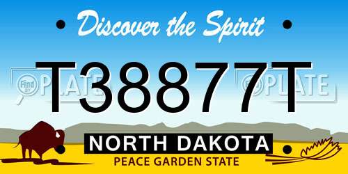 T38877T North Dakota License Plate