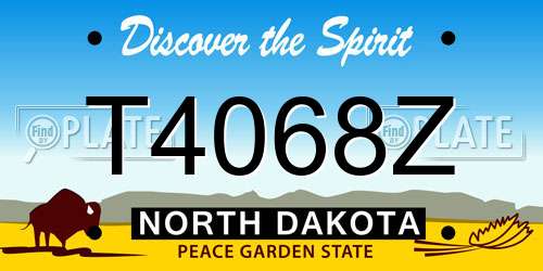 T4068Z North Dakota License Plate