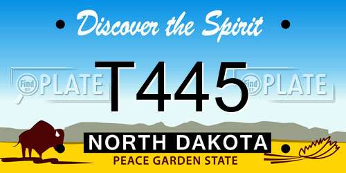 T445 North Dakota License Plate