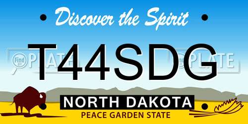 T44SDG North Dakota License Plate