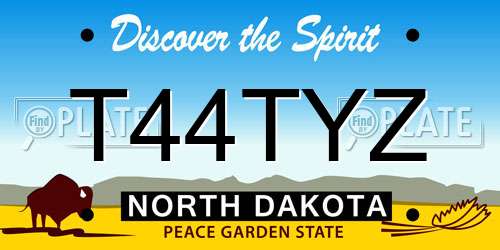 T44TYZ North Dakota License Plate