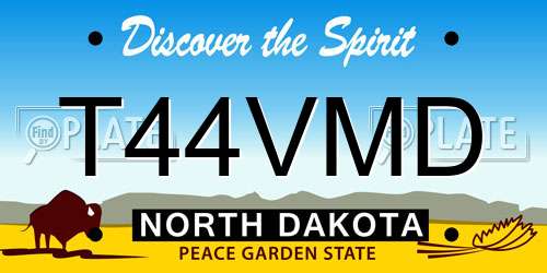 T44VMD North Dakota License Plate