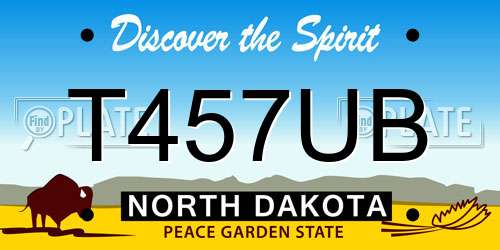 T457UB North Dakota License Plate
