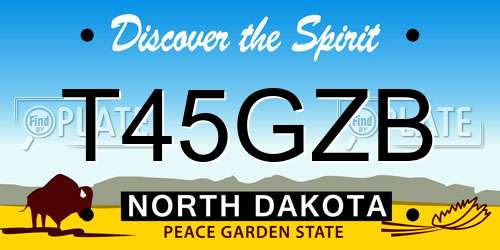 T45GZB North Dakota License Plate