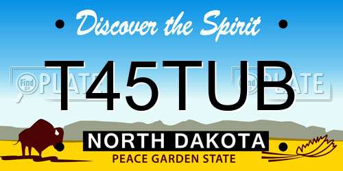 T45TUB North Dakota License Plate