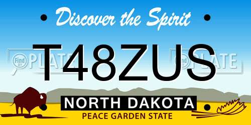 T48ZUS North Dakota License Plate