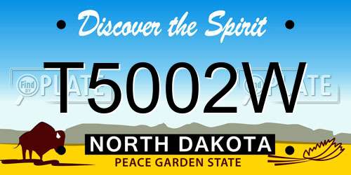 T5002W North Dakota License Plate