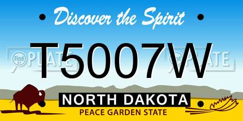 T5007W North Dakota License Plate
