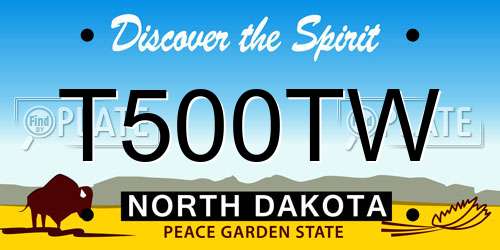 T500TW North Dakota License Plate