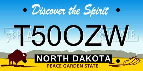 T50OZW North Dakota License Plate
