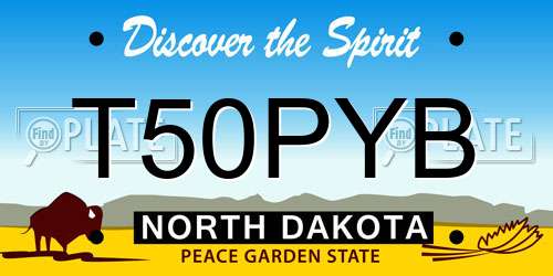 T50PYB North Dakota License Plate