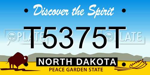 T5375T North Dakota License Plate