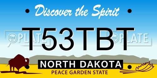 T53TBT North Dakota License Plate