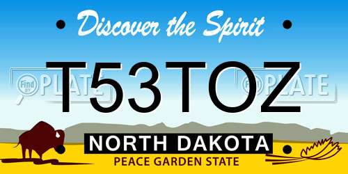 T53TOZ North Dakota License Plate
