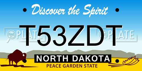 T53ZDT North Dakota License Plate