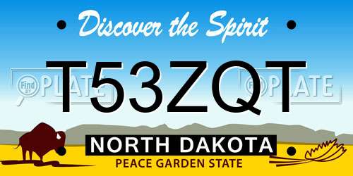 T53ZQT North Dakota License Plate