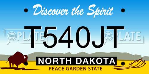 T540JT North Dakota License Plate