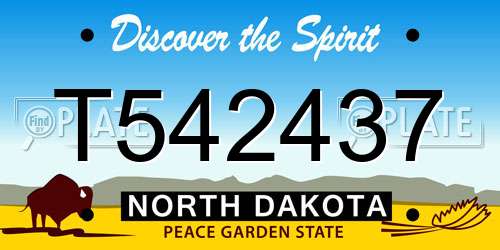 T542437 North Dakota License Plate