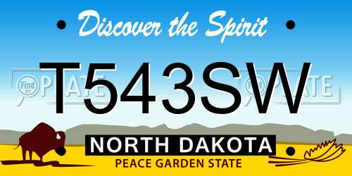 T543SW North Dakota License Plate