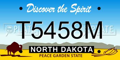 T5458M North Dakota License Plate