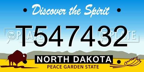 T547432 North Dakota License Plate
