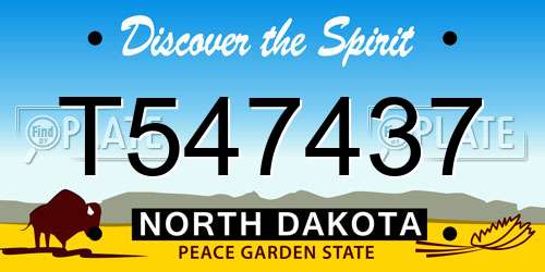 T547437 North Dakota License Plate