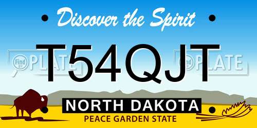 T54QJT North Dakota License Plate