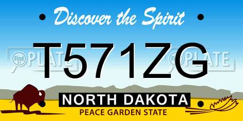 T571ZG North Dakota License Plate