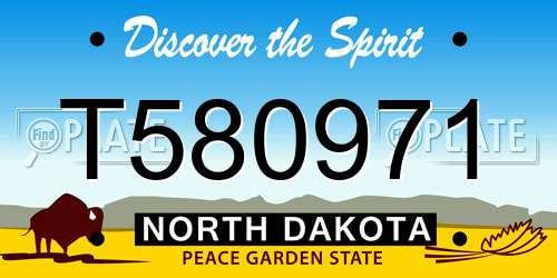 T580971 North Dakota License Plate