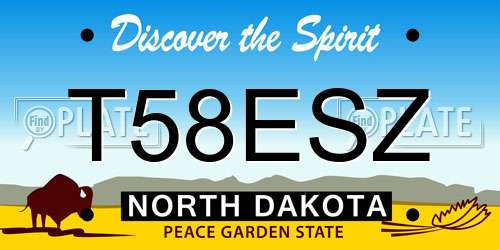 T58ESZ North Dakota License Plate