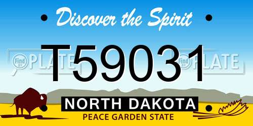 T59031 North Dakota License Plate