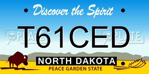 T61CED North Dakota License Plate