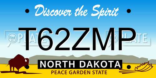 T62ZMP North Dakota License Plate