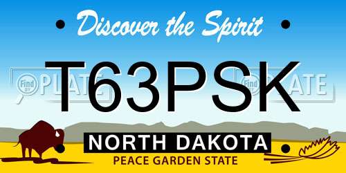 T63PSK North Dakota License Plate