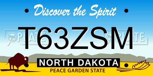 T63ZSM North Dakota License Plate