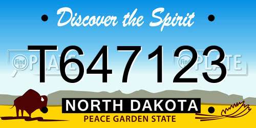 T647123 North Dakota License Plate