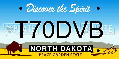 T70DVB North Dakota License Plate