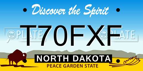 T70FXF North Dakota License Plate