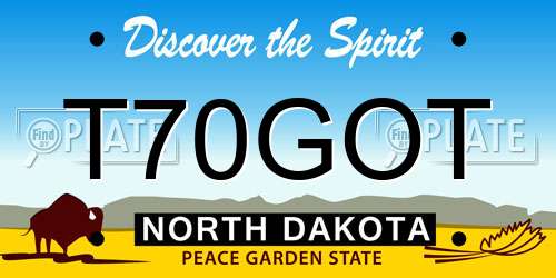 T70GOT North Dakota License Plate