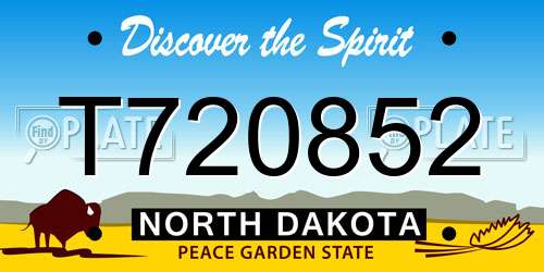 T720852 North Dakota License Plate