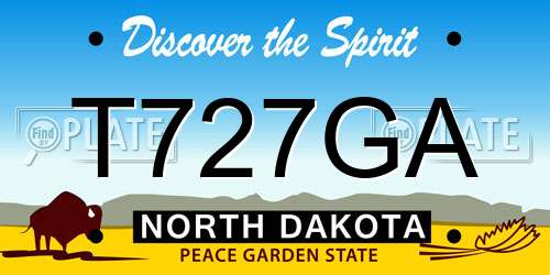T727GA North Dakota License Plate
