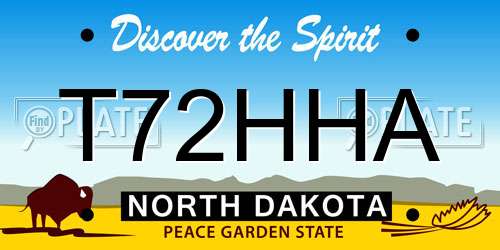 T72HHA North Dakota License Plate